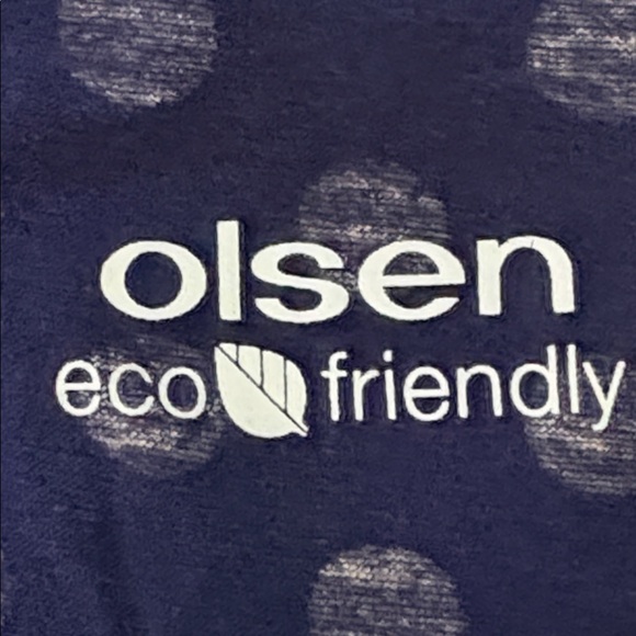 Olsen Short Sleeve Jersey Knit T-Shirt Dress Tiered Hem Blue and White Dot - Picture 11 of 13